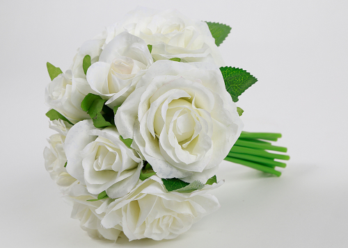 Künstlicher Blumenstrauß, Brautstrauß, Rosen, Weiß