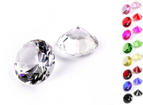 Ø 5 cm Glas-Diamanten Brillantschliff Optik verschiedene Farben