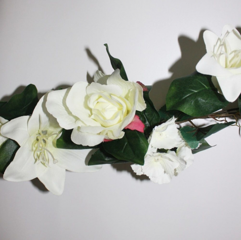 Rosengirlande Weiß, Kunstblumen, 180cm